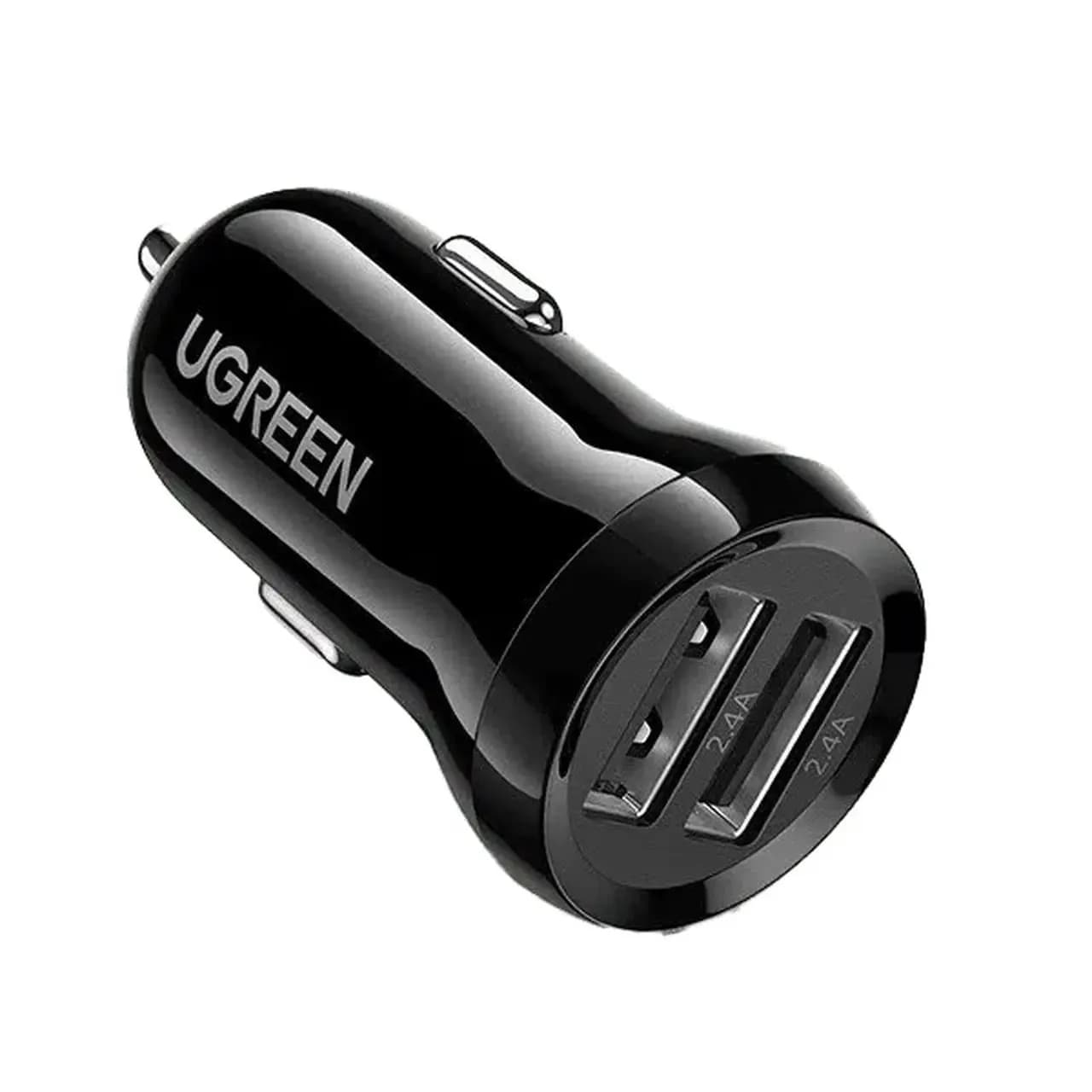 شارژر فندکی UGREEN مدل ED018 ۱۲ وات مشکی نمای جلو