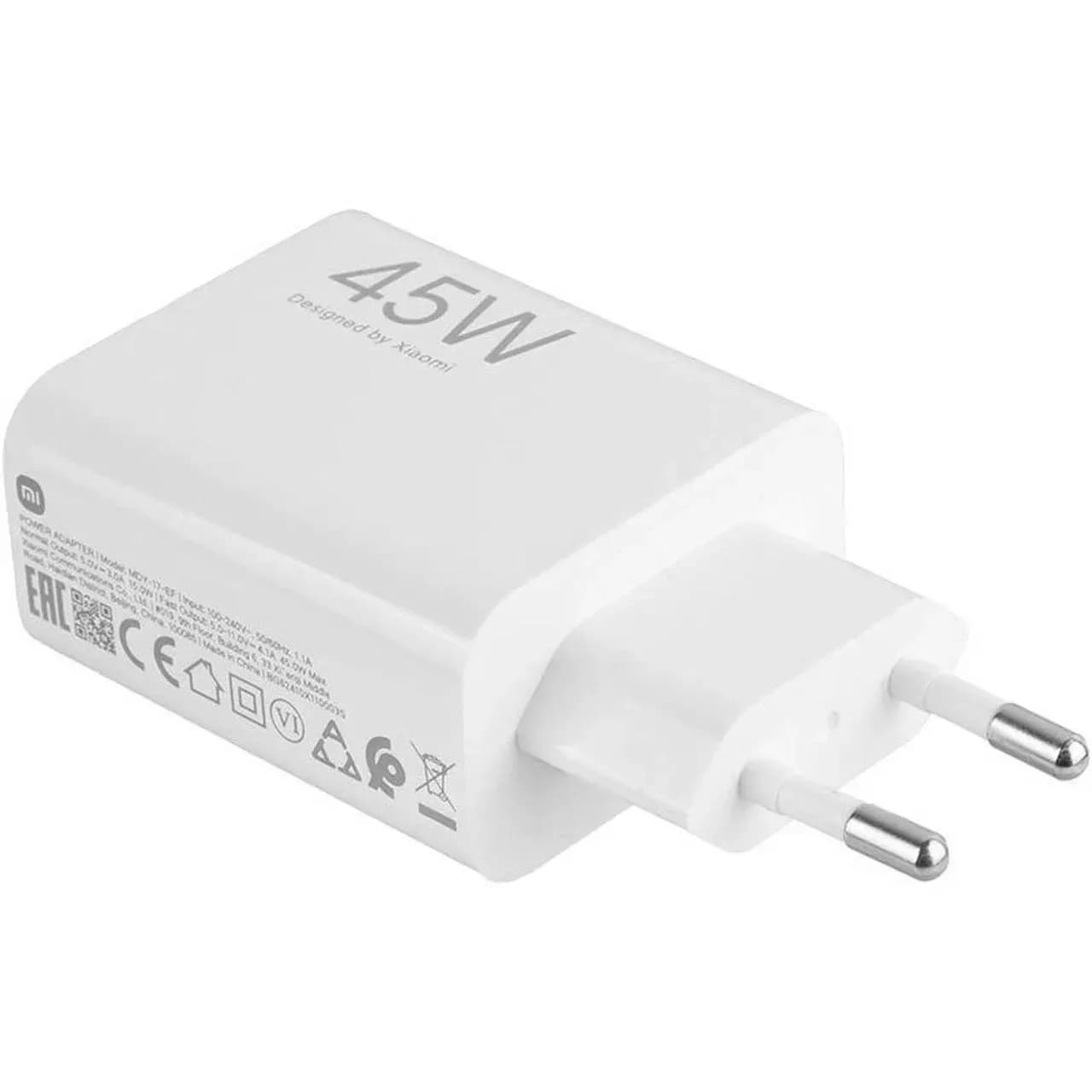 شارژر دیواری شیائومی مدل MDY-17-EF جزییات شارژر سفید